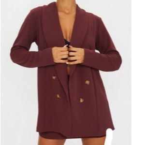 Burgundy Blazer with Matching Skirt Set